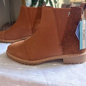 Toms Tan Ankle Boots with Textured Heel